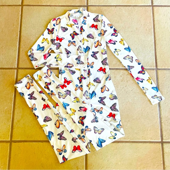 Vintage Ivory Butterfly Jumpsuit Bodysuit~Size M - Picture 1 of 14